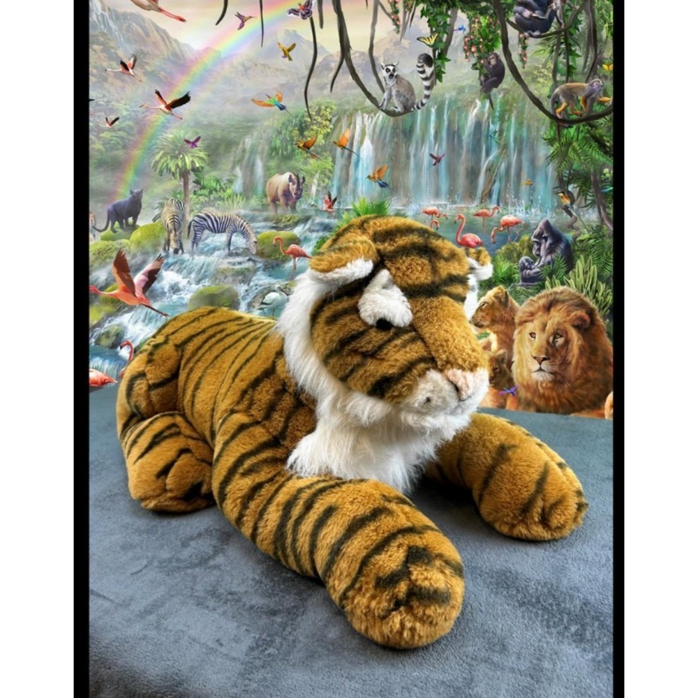 Rare Tiger Lion Stuffed Animal Realistic Plush Extra‎ Large Unique NM Stuffy